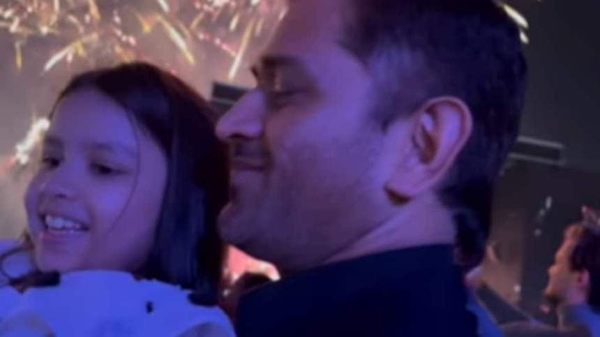 Happy New Year 2023: MS Dhoni, wife Sakshi and daughter Ziva WELCOME new year with fireworks, WATCH