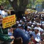 JPC probe in Adani issue: AAP protests outside BJP office