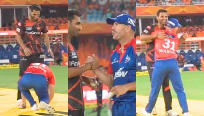 WATCH: David Warner Touches Bhuvneshwar Kumar’s Feet, Heartwarming Gesture Ahead Of SRH vs DC Game Goes Viral