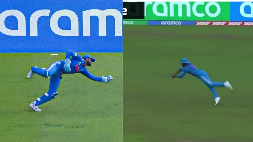 WATCH: KL Rahul’s One-Handed Catch To Ravindra Jadeja’s Diving Stunner, India Shines On Field During India vs Bangladesh Cricket World Cup 2023 Clash