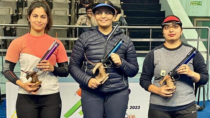 Divya sparkles in the air pistol final