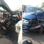 नोएडा में BMW कार ने ई-रिक्शा को मारी टक्कर, 2 लोगों की मौत, एक आरोपी मौके से फरार